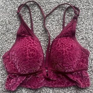 PINK Victoria’s Secret Burgundy Velvet and Mesh Bralette